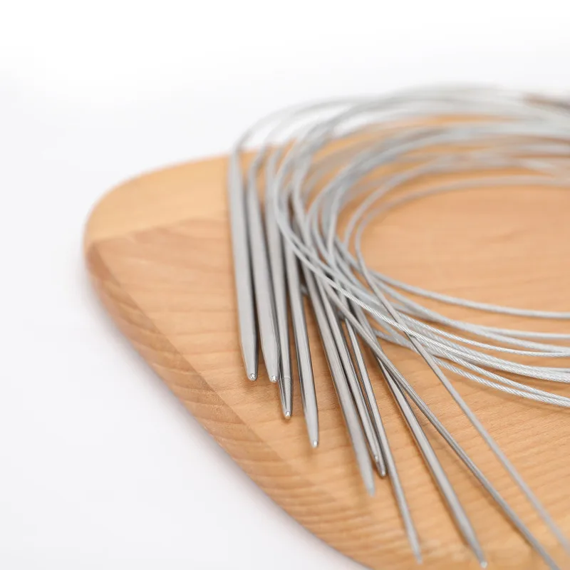 11Sizes Stainless Steel Circular Knitting Needles Kit Yarn Weave DIY Knitting Needles Hooks Set with Bag 43cm 65cm 80cm Length (2)