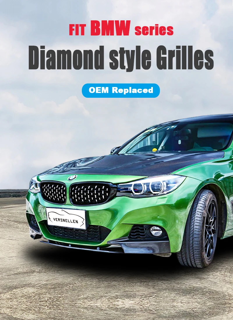 New diamond style grill For BMW 3 series GT F34 2013- Racing Grills Front Kidney Grille Three styles