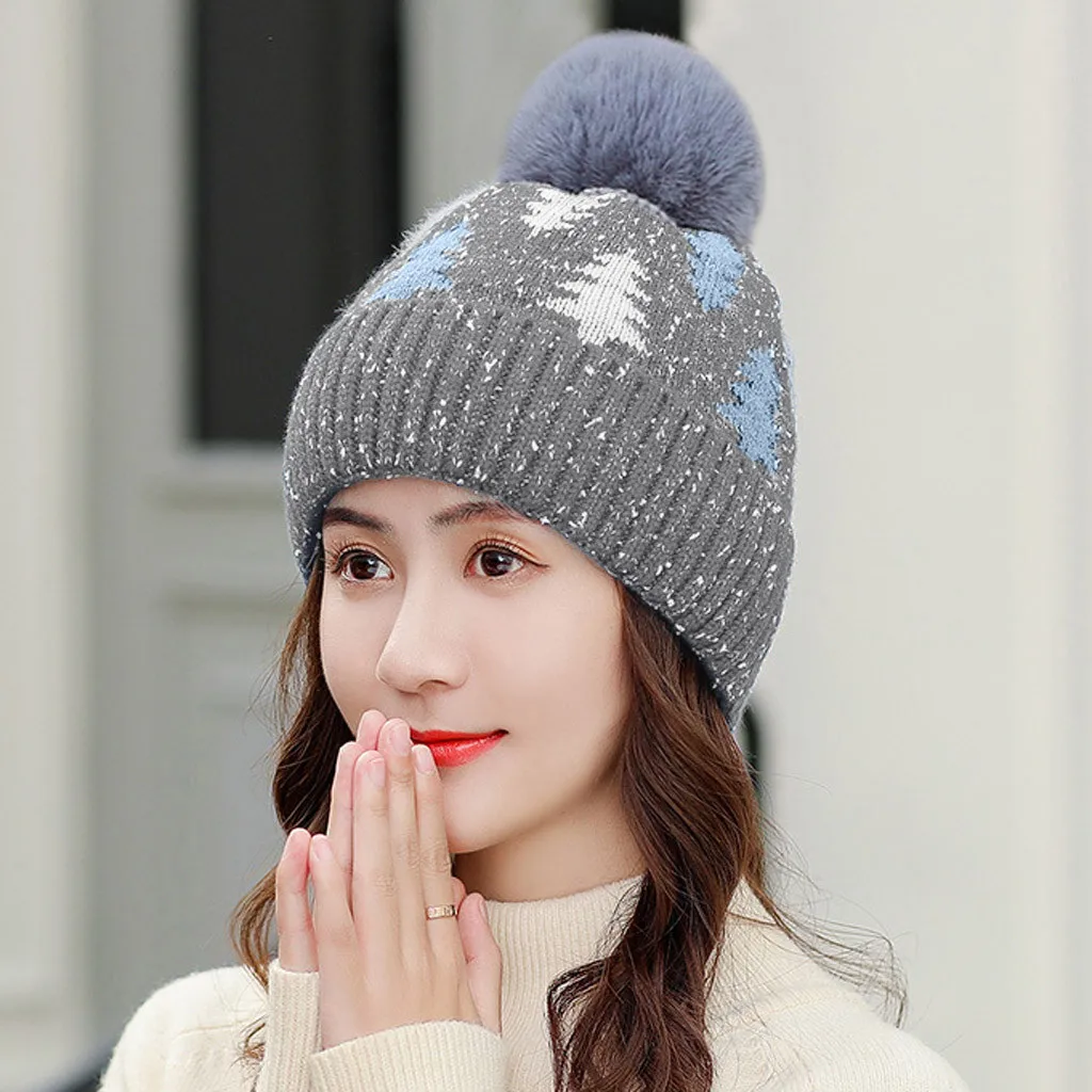 ACCGLORY вязаная шерстяная шапка с шариками Skullies Beanies, Повседневная Уличная уличная плотная теплая шапка, Женская Осенняя зимняя Милая Шапка-бини