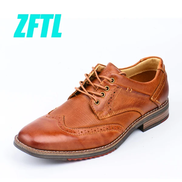 brown ZFTL, новинка, мужская обувь Bullock Мужские модельные туфли Мужская обувь для бизнеса из натуральной кожи, большие размеры мужские официальные туфли-оксфорды 049 - Цвет: brown