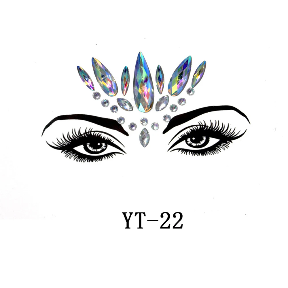 Новая трендовая 3D кристальная наклейка цветной Блестящий акрил вышивка-мозаика маскарадное лицо блестящее украшение временная татуировка наклейка - Цвет: MP182T22