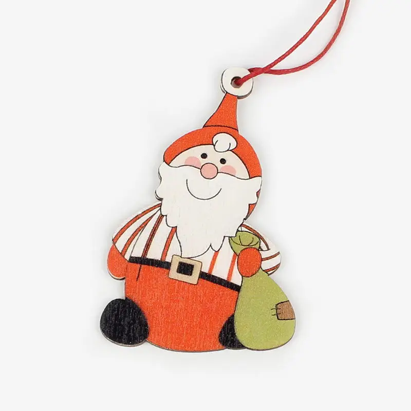 Santa Bag HUADODO 3 шт. Симпатичные Санта Клаус деревянные Рождественские Подвески Украшения для орнамент с рождественской елкой Висячие Новогодние украшения вечерние игрушки для детей - Цвет: Santa Bag
