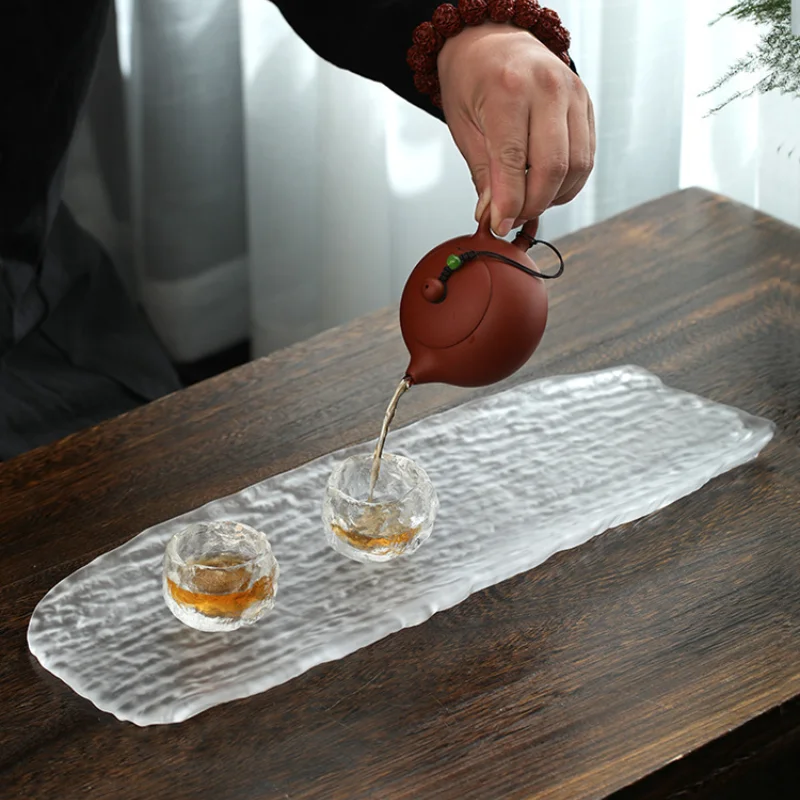 

Glass tea tray small simple household tea table creative dry brewing table tray tea tray