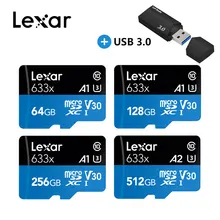 Lexar Micro SD карта памяти 32 Гб 64 Гб 128 ГБ 633x TF карта C10 256G 512G cartao de memoria для телефона/планшета