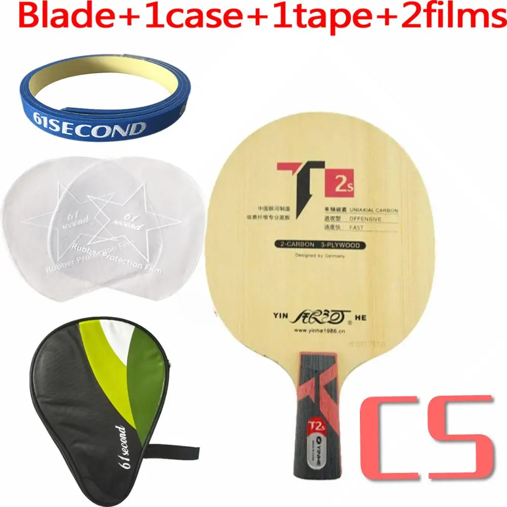 CS with H 1 case YINHE T2S ракетка для настольного тенниса(T-2S, 3+ 2 Hinoki Carbon, PRIMORAC CARBON's built) T2 ракетка для Пинг-Понга Летучая мышь лопасть - Цвет: CS with H 1 case