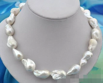 

1610 18" baroque white reborn keshi pearl necklace