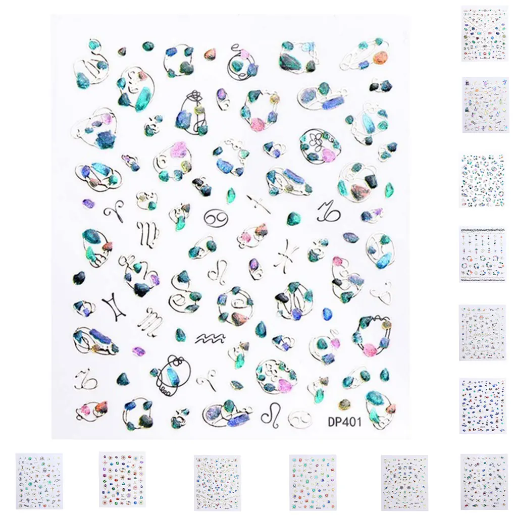 BGVfiveColorful Rhinestone 3D Nail Stickers Decals Nail Art Decors Glitter Home Salon Hand Tip Beauty Tool