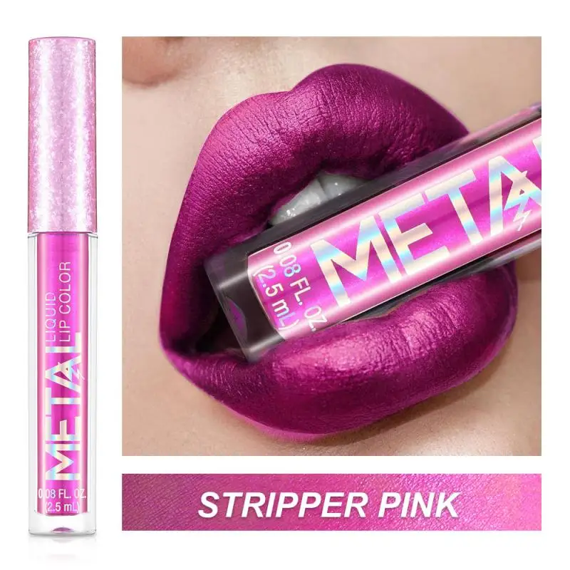 1 Pcs Metal Matte Metallic Lip Gloss Long Lasting Waterproof Shining Liquid Lipstick New Color Lip Makeup Cosmetic TSLM1
