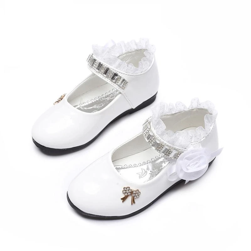 2021 New Flower Girls Shoes Spring Autumn Princess Lace PU Leather