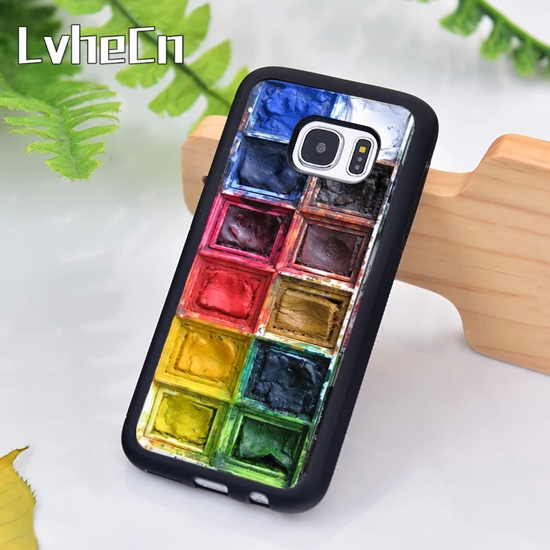 LvheCn Pallet Paint Tray Water Colors Phone Case For Samsung Galaxy S9 S8 S10 Plus Lite S6 S7 Edge S5 Note 7 8 9 10 Coque |