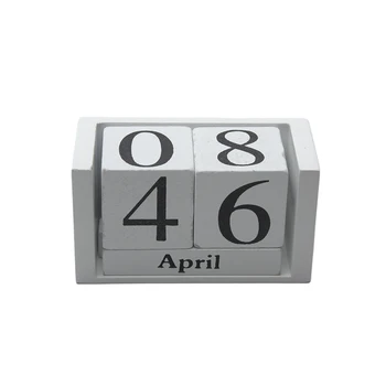 

Gifts Reusable Living Room Wood Calendar Planner Month Date Display Desk Decoration Wood Block Desktop Home Office Decor DIY