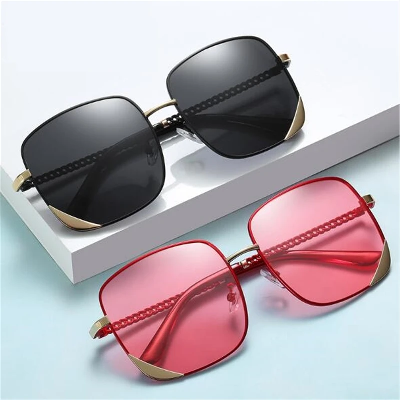 

Polarized Glasses Woman Sun Glasses Fashion Polygon Vintage Square Sunglasses Women Metal Frame Ocean Color Mirror UV400 GH896