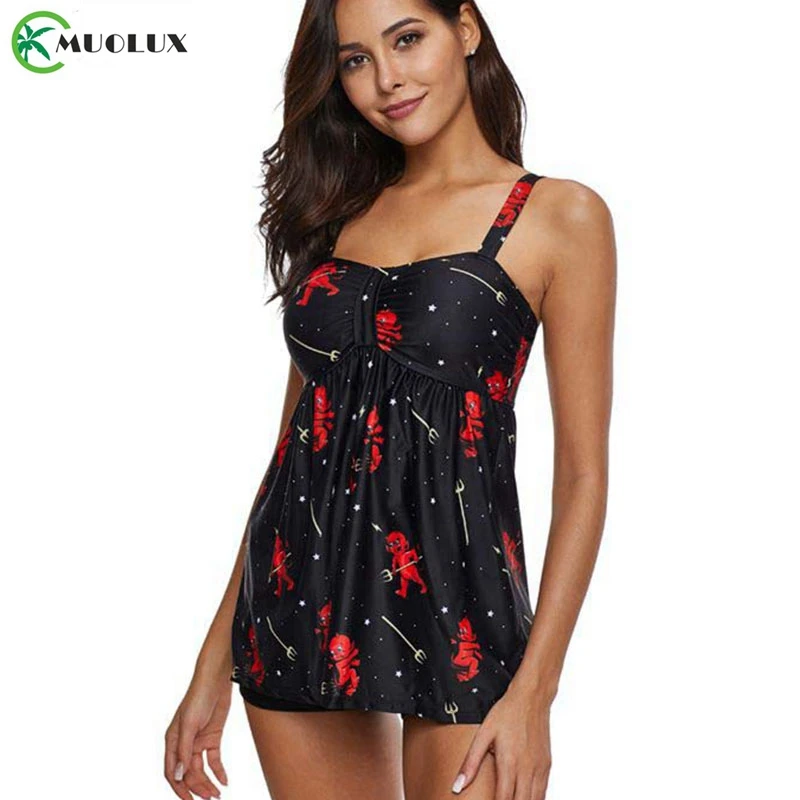 

2019 Bikini Two piece Plus size Tankini Swimsuit Swimwear Women Swimsuit with shorts Female Bathing suit Swimming skirt XXXXL