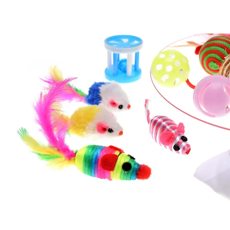 16 шт./компл. Pet Cat набор игрушек палочка-Дразнилка с перьями игрушки для кошек Catnip мяч кольца мышь сизаль ШУРШАЩИЕ шарики подарок Кот котенок