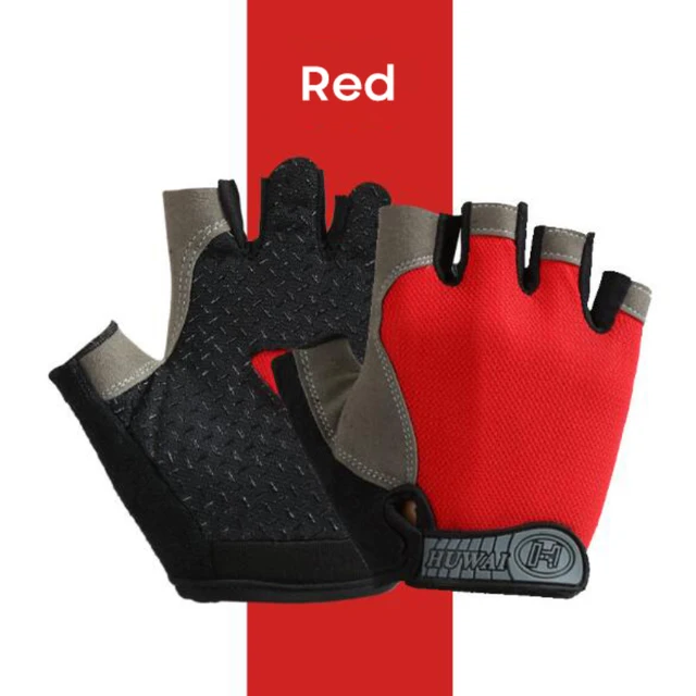 Half Finger Gloves Gym Fitness Anti-Slip Women Men Half Finger Summer Fishing Cycling Fingerless Gloves Female Bicycle Bike Red