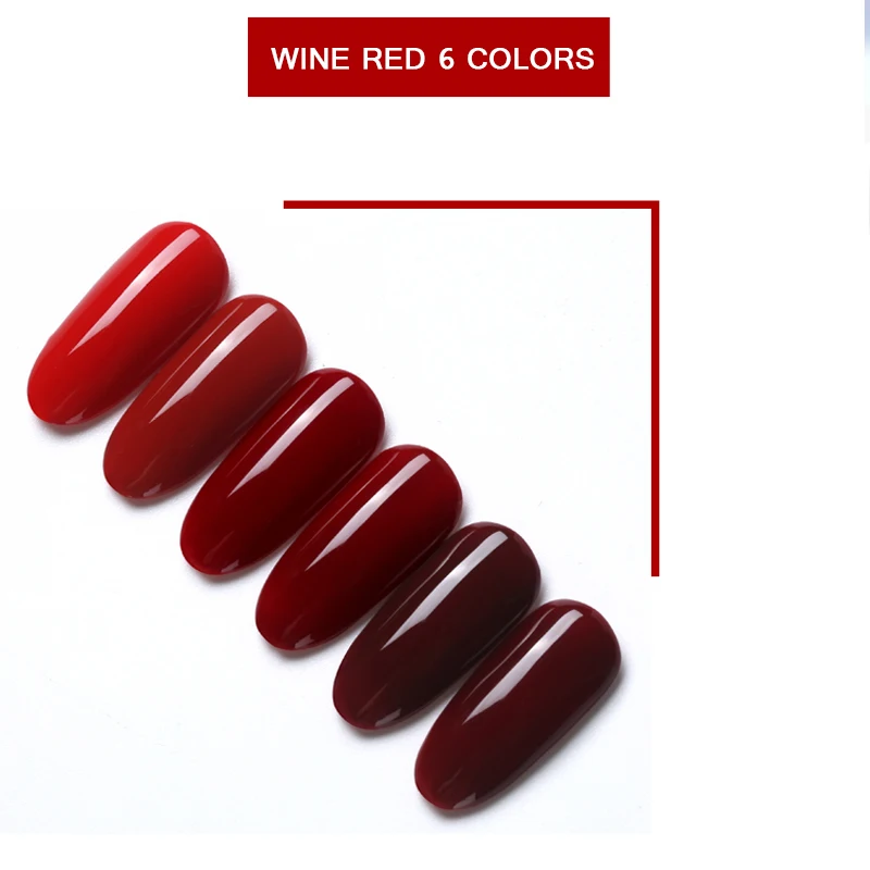 Bozlin продукт 7,3 мл 6 цветов винно-красный гель отмачиваемый светодиодный или УФ-гели для ногтей лаки для ногтей красный цвет серия гель лак для ногтей