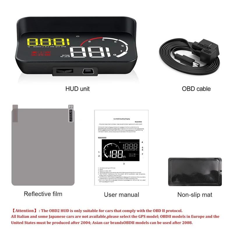 M10 Hud автомобильный Obd2 Компьютерный дисплей Obd Hud цифровой спидометр лобовое стекло проектор Obdii Rpm износ автомобиля км/ч Mph Al