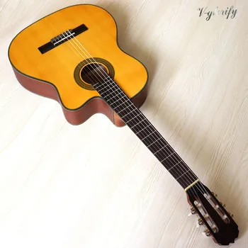 

39 inch yellow color cutaway design flamenco classic guitar matte finish 6 string classical guitar