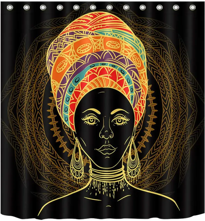 Сексуальная афро леди афро-американская черная Женская Девичья художественная занавеска для душа s водонепроницаемая ткань занавеска для ванной комнаты