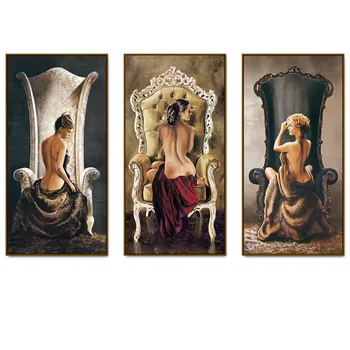 

Sexy Woman on Chair Diamond Painting Nude Girl 5D Full Drill Square Round Mosaic Art Diamond Embroidery Home Room Decor