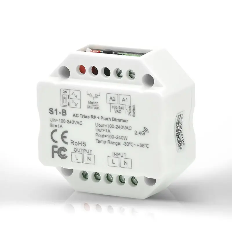 

AC RF Triac Dimmer Wireless LED Lamp Dimmable Push Switch For Single Color Bulb