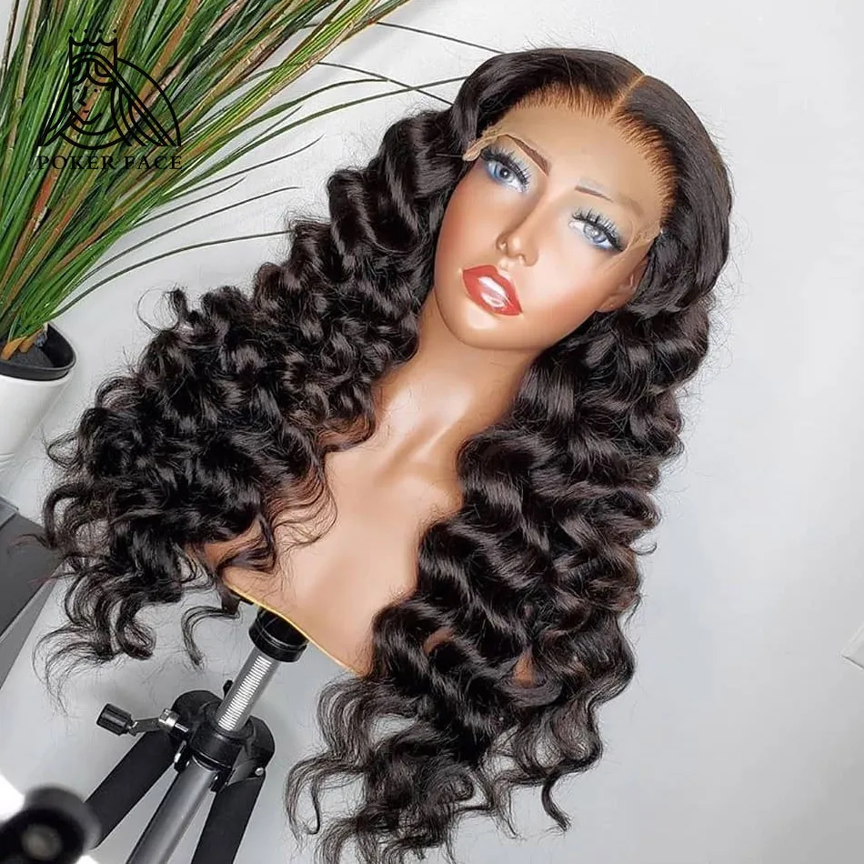 28 30 polegadas de onda solta 13x4 perucas dianteiras do laço pré arrancadas com o cabelo do bebê cabelo humano brasileiro perucas frontais do laço longo remy
