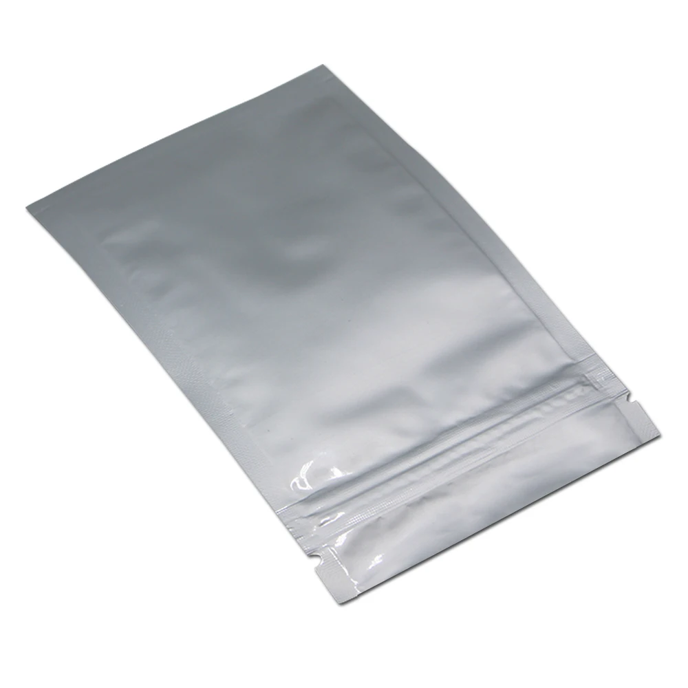 800 шт./лот 7*13 см Чисто алюминиевая фольга само запечатывание Ziplock сумка Серебряная