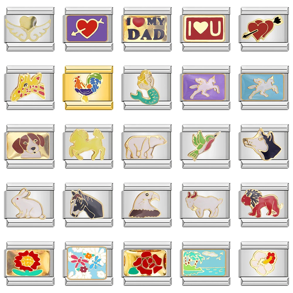 Happish Bracelet En Acier Inoxydable Breloque En Forme D Animal Chien Chat Fleur Cœur Amour Italien 9mm Bijoux A Faire Soi Meme Dj042 Aliexpress