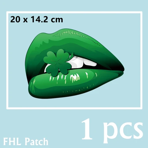 Patches For Women Clothes Bags Iron On Patch DIY Heat Transfer Thermal Stickers Applique Green Lips D171