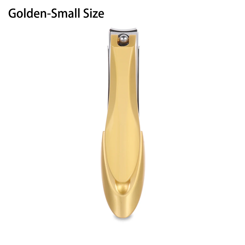 Golden-Small Size 1 шт., стальные профессиональные кусачки для маникюра, резак, большой углеродный триммер для маникюра, высокое качество, острый носок, машинка для стрижки ногтей с зажимом - Цвет: Golden-Small Size