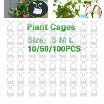 

100PC Plastic Trellis Tomato Clips Supports Connects Plants Vines Trellis Twine Cages Greenhouse Veggie Garden Plant Clip