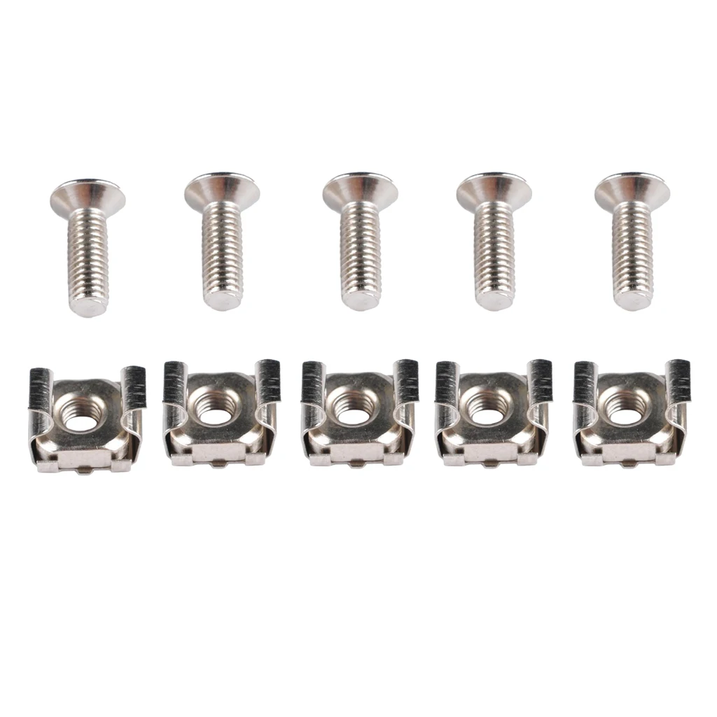 5 Pack Lot - M5*20 Rack Mount Cage Nuts & Screws w/ Washers - Square Clips