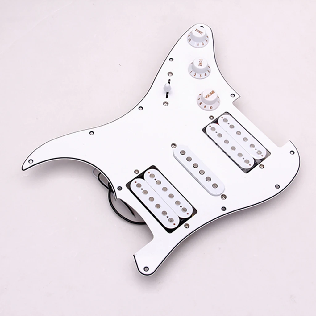 Loaded Prewired Electric Guitar Pickguard Pickups 11 Hole HSH White