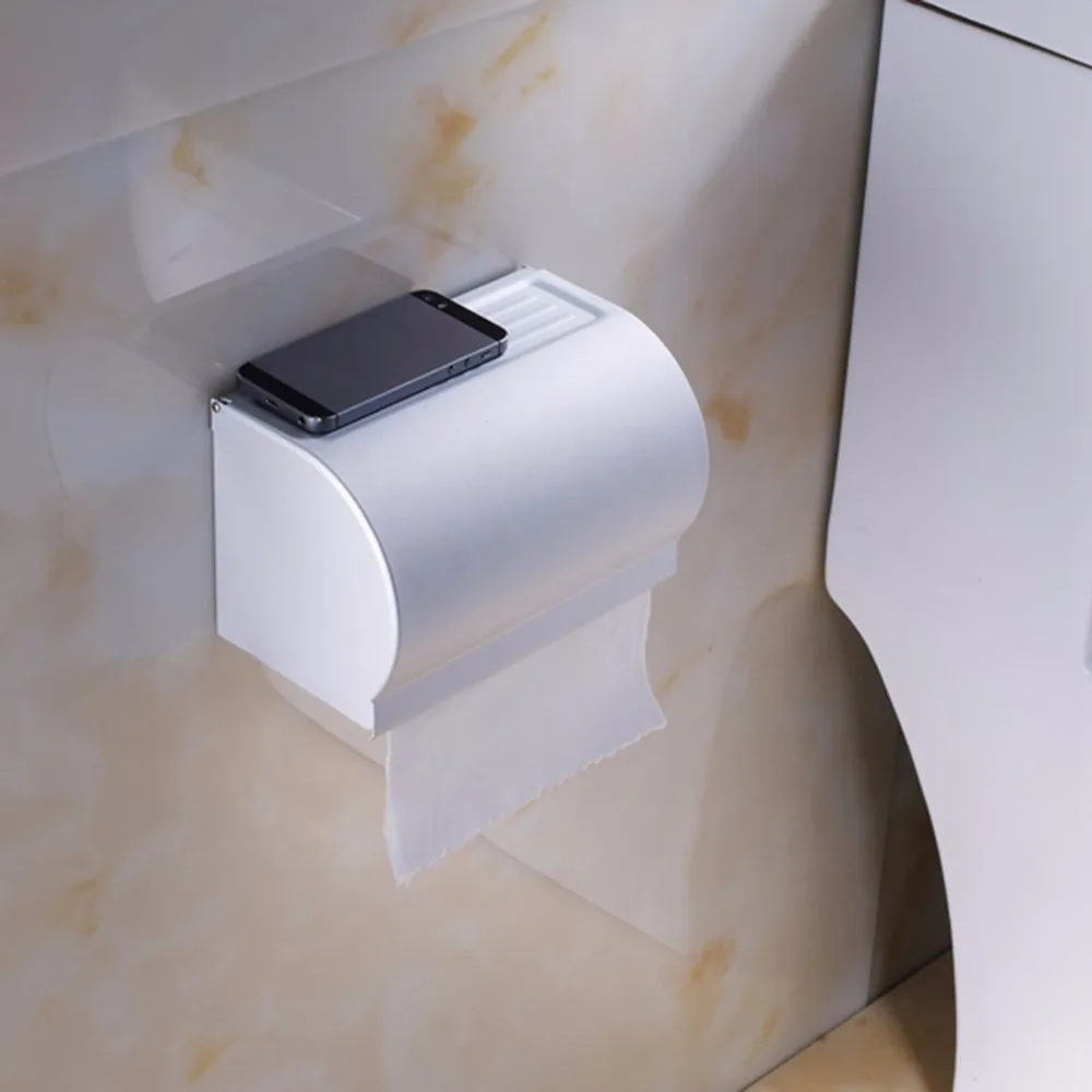 Space Aluminum Bathroom Tissue Boxes Mobile Phones Roll Towel Rack Waterproof Dustproof Toilet Paper Holder Case