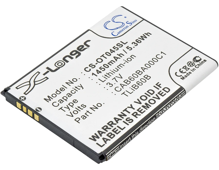 Обновленная батарея Cameron Sino для TCL J210, J300, J310 1450 mAh/5.36Wh