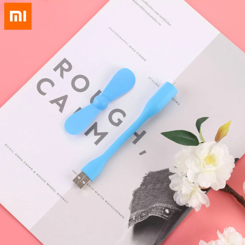 Xiaomi Портативный Гибкий мини USB вентилятор гибкие съемные USB гаджеты низкая мощность для банка питания для ПК для ноутбука для OTG - Color: Blue