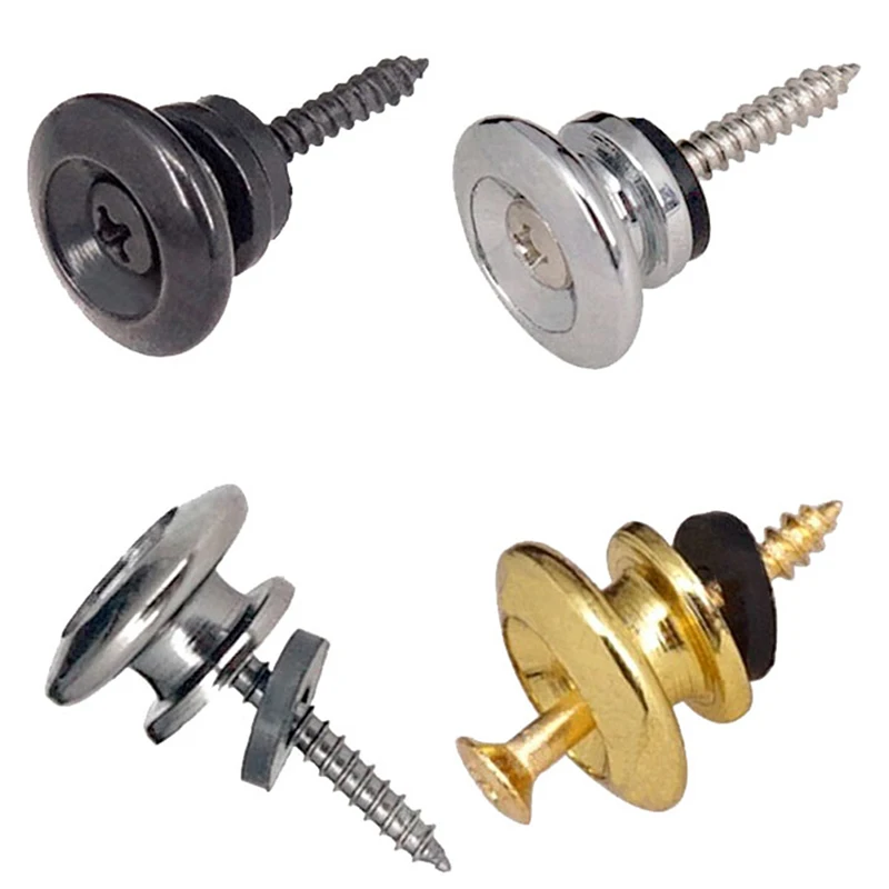Guitar Strap Lock-Buttons 2pcs/Pair-Replacement Locks-Parts Chrome-Belt Gold Black-Color