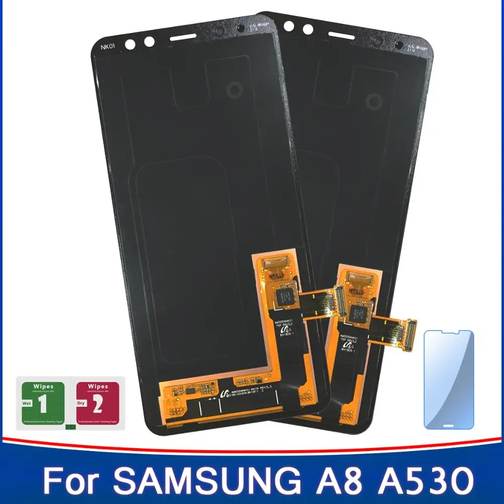 

2PCS A8 Super AMOLED Display For Samsung Galaxy A8 2018 LCD A530 A530F A530DS A530N LCD Touch Screen Adjustable Replacement