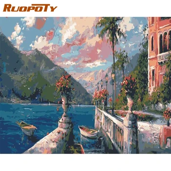 

RUOPOTY Frame DIY Painting By Numbers Landscape Picture By Numbers Seascape Canvas By Numbers For Home Wall Art Picture Diy Gift