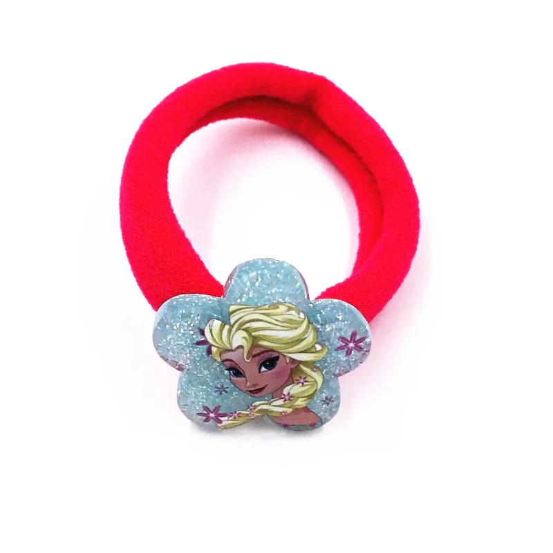 2PCS/Set Cute Cartoon Character Icon Snow White Elsa Aurora Anna Princess Resin Head Wear Rubber Ropes Elastic Hair Bands