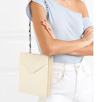 

INS Fire Non-Mainstream Vintage Crocodile Pattern Square Beaded Chain Bag hand bag shoulder bag