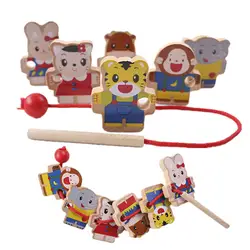 Носить бусины бисерные игрушки деревянная детская игрушка Монтессори Образовательные игрушки своими руками мультфильм животных