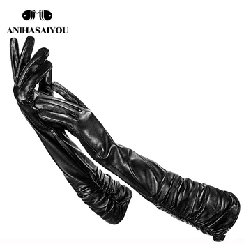Fashion long leather gloves 50cm long leather gloves women sheepskin winter women #8217 s long gloves gloves leather long #8211 CSC-50CM tanie i dobre opinie anihasaiyou Adult Genuine Leather Solid Opera Gloves Mittens