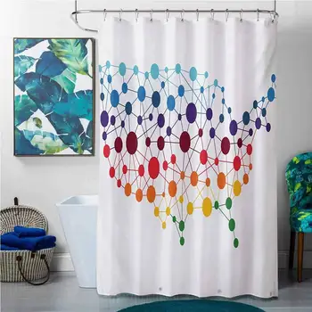 

Shower Curtains Mildew Resistant Washable Map,Indigo Colored Graphic Map of The World Vivid Display International Global