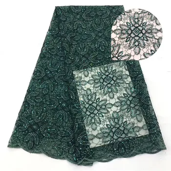 

2019 Latest Nigerian Laces Fabrics High Quality African Laces Fabric with sequins for Wedding Dress French Tulle Lace