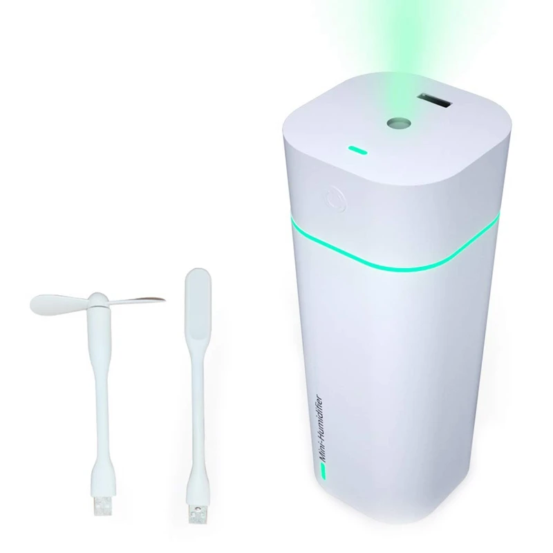 White Портативный увлажнитель для воздуха с разъемом Micro USB 240 мл с вентилятором окружающего света автоматическая защита от отключения для спальни дома офиса автомобиля Путешествия завод - Цвет: White