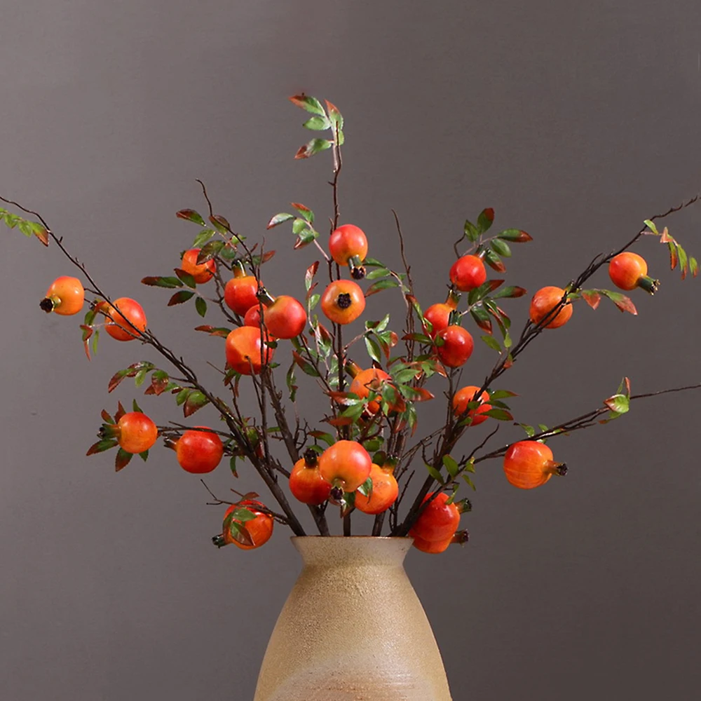 94/80/110cm Artificial Plants Pomegranate Large Faux Fruit Fake Berries Five Heads Open Pomegranate Home Decoration Accessories