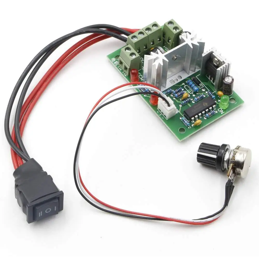 DC 10V-30V 120W PWM Motor Regulator Speed Control Switch with 200mm Wire & Fuse 