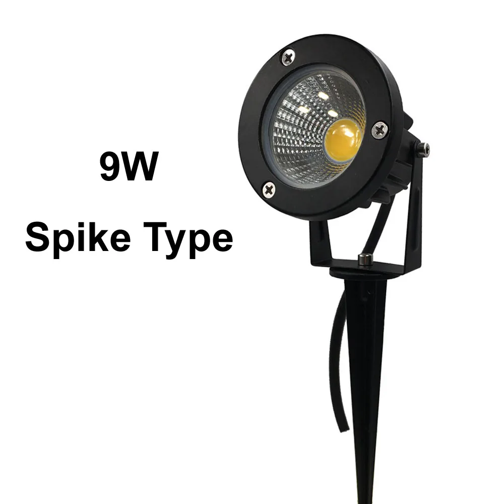 9W Spike Type Светодиодный COB светильник для садовой лужайки 3 Вт 5 Вт 7 Вт 9 Вт уличная, с шипами круглая Базовая лампа AC110V 220 в DC12V Светодиодный светильник для ландшафтной дорожки ing - Испускаемый цвет: 9W Spike Type