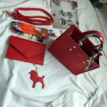 

Women's Fashion Elegant Concise Large Capacity Handbag Set with Envelope Bag Shoulder Bag Female Tote Bag with Silk Scarf